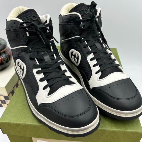 Men’s Gucci Mac 80 high top leather sneakers size 13 made in Italy - Picture 1 of 11